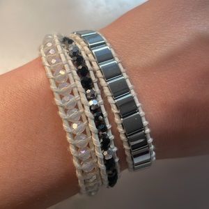 Victoria Emerson White Leather Cord Wrap Boho Bracelet Necklace